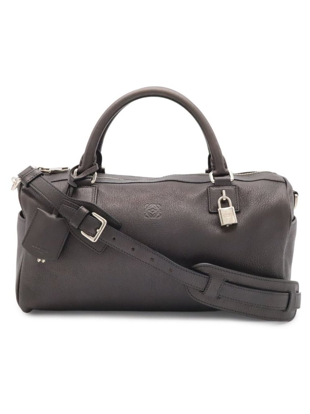 Loewe American Mini Boston 2-Way Shoulder Bag Leather Blue Gray Gold